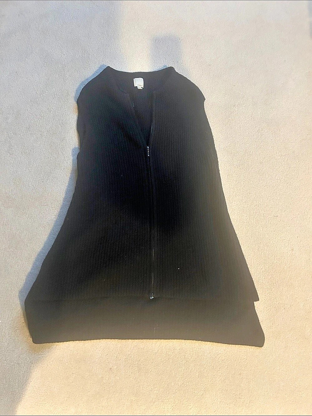 Halogen Black Ribbed Zip Front Vest
